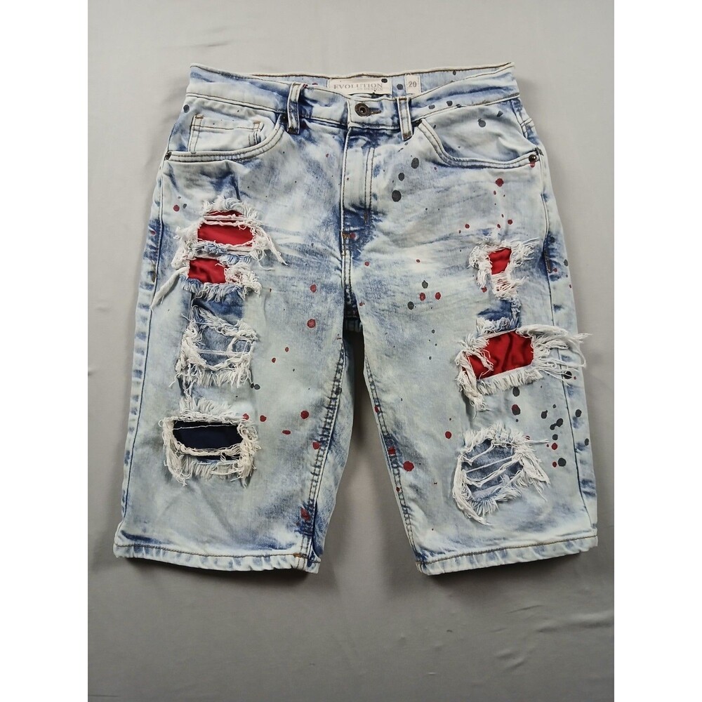 Evolution In Design Kids Denim Shorts Size 20 XXL Paint Splatter Bermuda